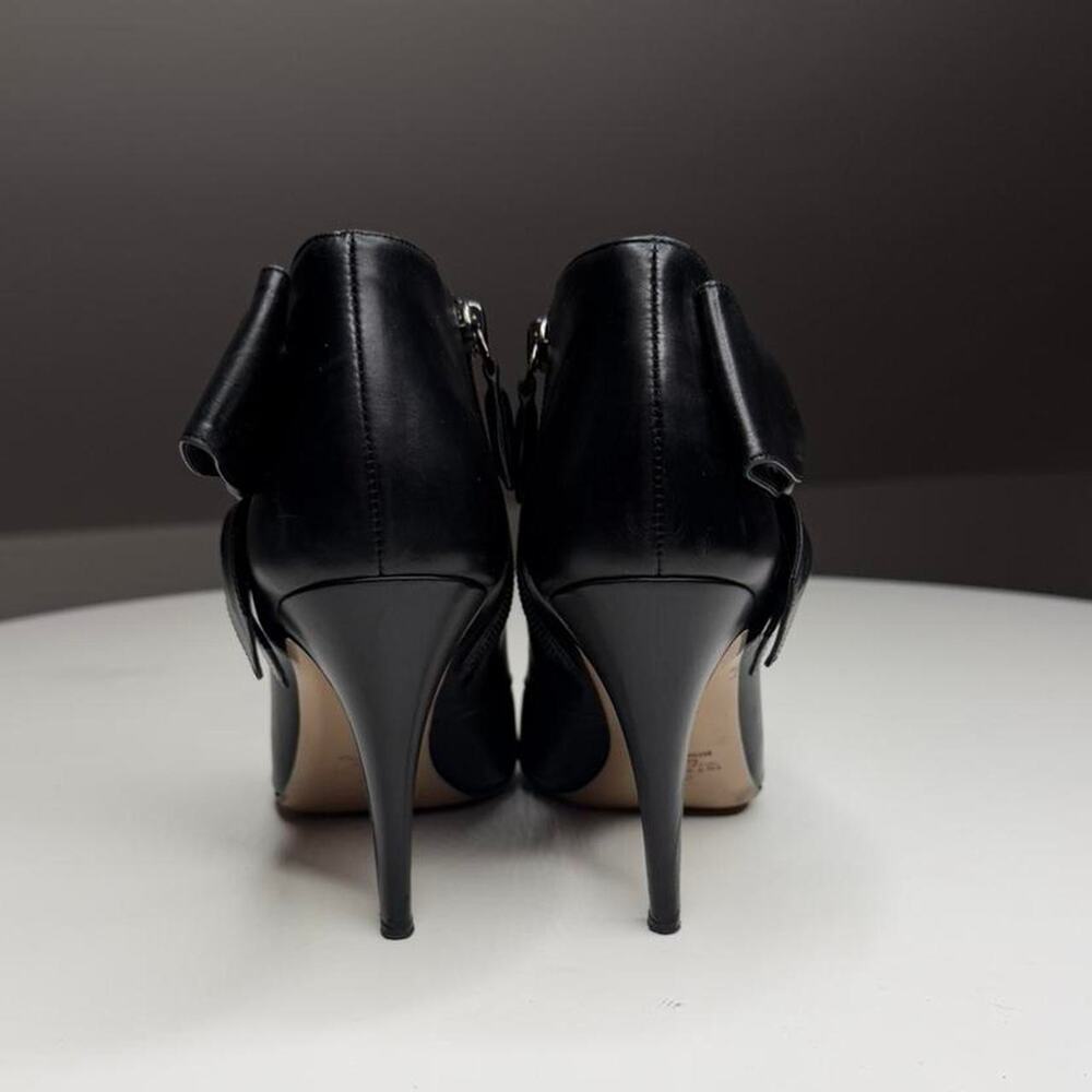 Valentino Garavani Black Leather Bow Ankle Boots Italy Sz 38 Luxury Stiletto - Picture 7 of 8
